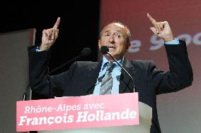 Francois Hollande Campaigns In Lyon