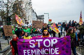 National Demonstration To Fight The Violence Against Women, Held In Brussels.