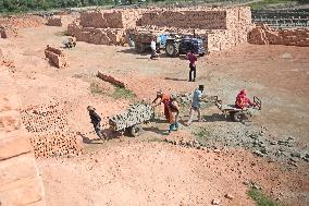 Laborers Work At A Brickyard - Bangladesh