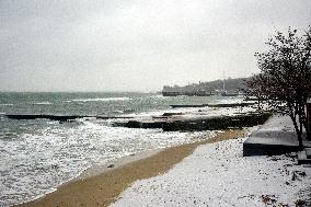 Snowfall and storm in Odesa