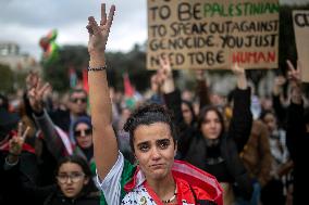 Pro Palestine Rally In Barcelona, Spain.