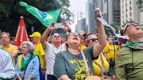 Supporters of Jair Bolsonaro Protest In Sao Paulo, Brazil