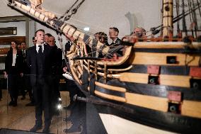 President Macron Visits The National Maritime Museum - Paris