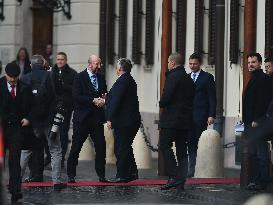The President Of The European Council, Charles Michel Meets Viktor Orban, Hungarian Prime Minister In Budapest