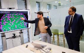 Aurelien Rousseau, Roland Lescure and Sylvie Retailleau visit Paris Biotech Sante