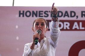 Clara Brugada, Pre Candidate For The Head Of Government Of Mexico City In A Rally