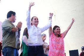 Clara Brugada, Pre Candidate For The Head Of Government Of Mexico City In A Rally