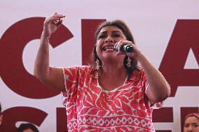 Clara Brugada, Pre Candidate For The Head Of Government Of Mexico City In A Rally