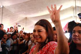 Clara Brugada, Pre Candidate For The Head Of Government Of Mexico City In A Rally