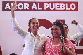 Clara Brugada, Pre Candidate For The Head Of Government Of Mexico City In A Rally
