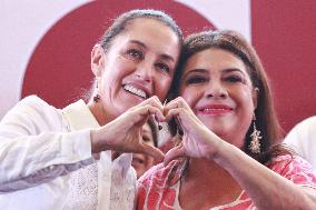 Clara Brugada, Pre Candidate For The Head Of Government Of Mexico City In A Rally