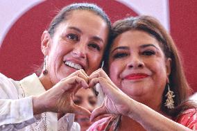 Clara Brugada, Pre Candidate For The Head Of Government Of Mexico City In A Rally