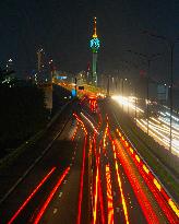 Vehicles Move On The Colombo-Katunayake Motorway