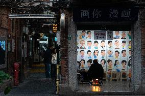 Tourists Visit Lane Street Tianzifang in Shanghai