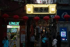 Tourists Visit Lane Street Tianzifang in Shanghai