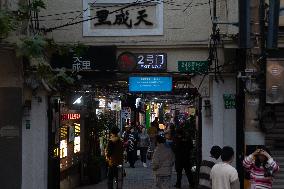 Tourists Visit Lane Street Tianzifang in Shanghai