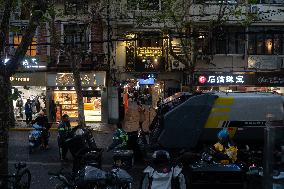 Tourists Visit Lane Street Tianzifang in Shanghai