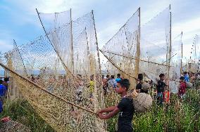 Rural Bamboo Trap Polo Fishing Festival - Bangaldesh