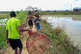 Rural Bamboo Trap Polo Fishing Festival - Bangaldesh