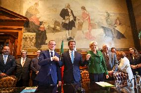 Press conference by André Ventura (Chega) with Marine Le Pen (National Union) and Tino Churpalla (AfD)