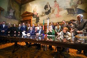 Press conference by André Ventura (Chega) with Marine Le Pen (National Union) and Tino Churpalla (AfD)