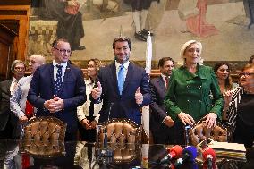 Press conference by André Ventura (Chega) with Marine Le Pen (National Union) and Tino Churpalla (AfD)
