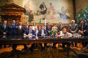 Press conference by André Ventura (Chega) with Marine Le Pen (National Union) and Tino Churpalla (AfD)