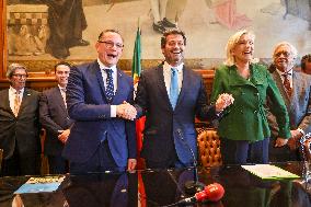 Press conference by André Ventura (Chega) with Marine Le Pen (National Union) and Tino Churpalla (AfD)