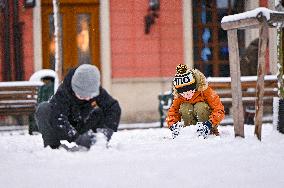 Snowfall in Lviv