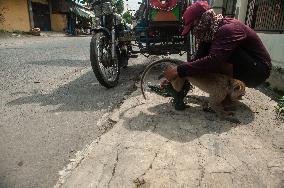 Street Monkey Mask Circus In Indonesia