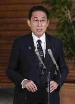 Japan PM Kishida speaks to press