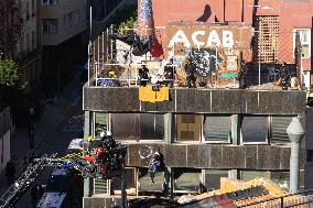 Eviction Of The Occupied Buildings El Kubo And La Ruina In Barcelona.