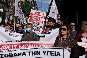 Protest Outside The Ministry Of Health In Athens