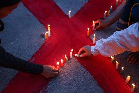 Candle Light Vigil Eve Of AIDS Day In Nepal