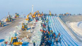 The 25th Harbin Ice and Snow World Under Construction in Harbin