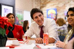 Justin Trudeau Meets Local Women To Discuss Affordability And Child Care