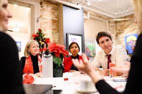 Justin Trudeau Meets Local Women To Discuss Affordability And Child Care