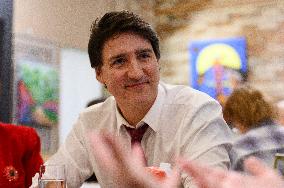 Justin Trudeau Meets Local Women To Discuss Affordability And Child Care