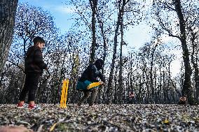 Kids Playing Cricket In Kashmir