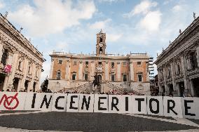Protest In Piazza Del Campidoglio Against The Waste-to-energy Plant