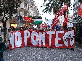 Protest Against The Construction Plan For The Messina Bridge