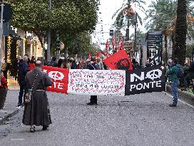 Protest Against The Construction Plan For The Messina Bridge