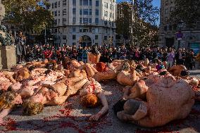 Performance Against The Fur Industry In Barcelona.
