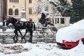 Intense Snowfall In Krakow, Poland