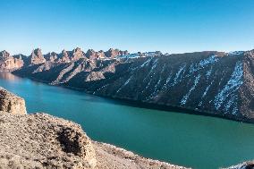 Snow-covered Phoenix Lake in Karamay