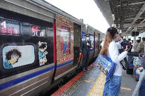 JAPAN-TOTTORI-DETECTIVE CONAN-THEMED TRAIN-LAUNCH