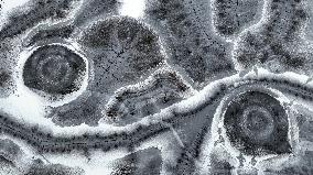 River Surface Abstract Pattern After Snow