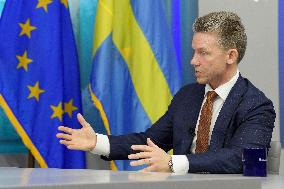 Minister Of Sweden Jonson Hold A NATO Membership And Ukraine War Conversation