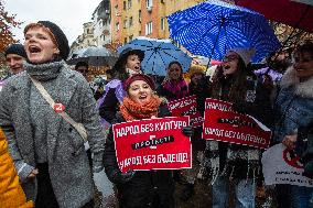 Protest Of Workers In The Field Of Culture In Sofia.