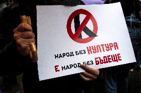 Protest Of Workers In The Field Of Culture In Sofia.